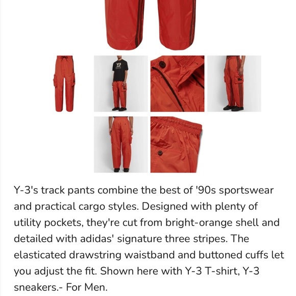 Y-3 Yohji Yamamoto x Adidas collab orange shell track pants size M - Picture 7 of 15